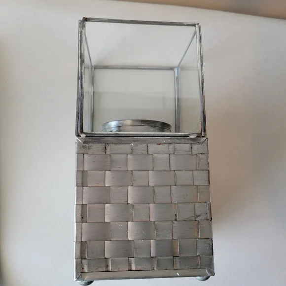 2 NIB Iron & Glass Basket Weave Candle Holders ~ Made in Mexico ~ Pretty! - Picture 12 of 16